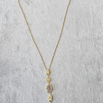 Gold Renkli Beş Taşlı Y Kolye