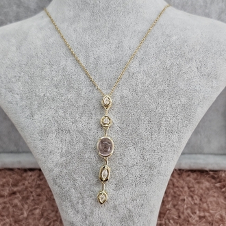 Gold Renkli Beş Taşlı Y Kolye