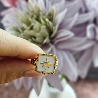 Kuzey Yıldızı Detaylı Gold Renk Vintage Ayarlanabilir Yüzük