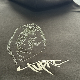 TUPAC (2pac) Nakışlı Oversize Hoodie (Siyah)