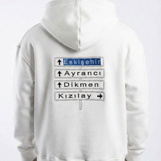 Ankara Özel Tasarım Nakışlı Oversize Hoodie