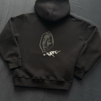 TUPAC (2pac) Nakışlı Oversize Hoodie (Siyah)