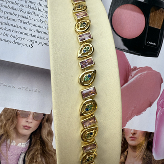 Marka model renkli taşlı bileklik