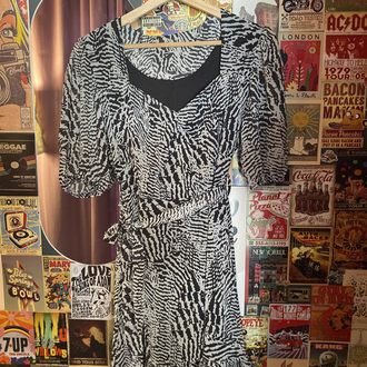 Zebra Desenli Volanlı Mini Elbise | S-M