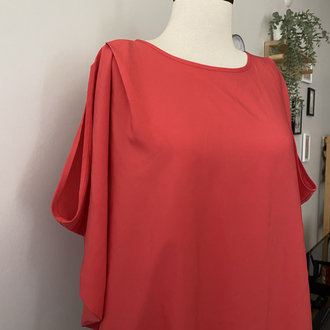 Vintage Koral Şifon Görünümlü Bluz