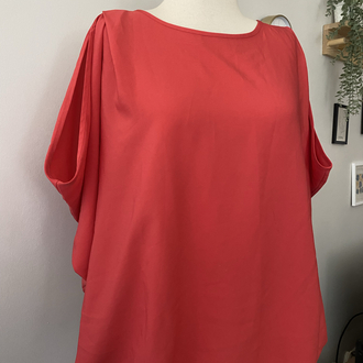 Vintage Koral Şifon Görünümlü Bluz