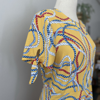 Mango Vintage Sarı Nautical Halat Desenli Elbise