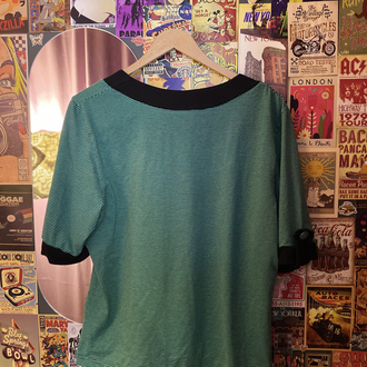 Retro Grunge Çizgili Bluz - Office Siren Y2K Top