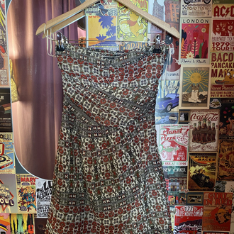Mango Casual Boho Desenli Straplez Mini Elbise | XS-S