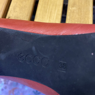 Ecco Kiremit Kırmızısı Deri Ofis Stili Topuklu Ayakkabı