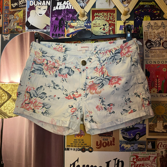 Vintage Çiçekli Duble Paça Jean Şort - Y2K Asymmetry