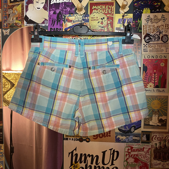 Y2K Tommy Hilfiger Pastel Plaid Mini Şort