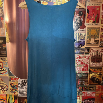 Vintage 2000s Turkuaz Drapeli Uzun Bluz/Elbise