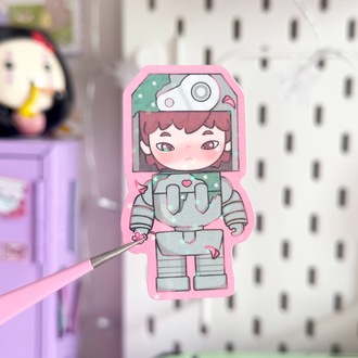 robot soldier hologramlı sticker 