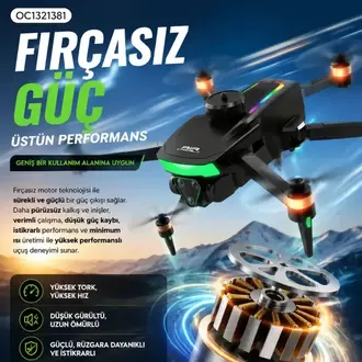 Fırçasız Motorlu Katlanabilir Drone 480P Çift Kamera, WiFi FPV, 360° Engel Algılama, 2 Batary