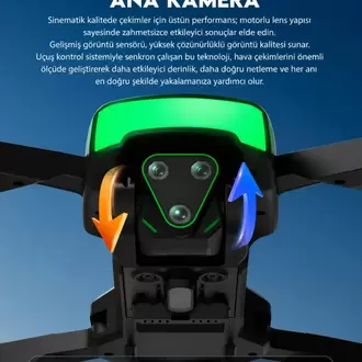 Fırçasız Motorlu Katlanabilir Drone 480P Çift Kamera, WiFi FPV, 360° Engel Algılama, 2 Batary