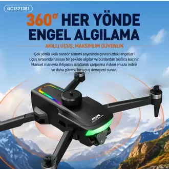 Fırçasız Motorlu Katlanabilir Drone 480P Çift Kamera, WiFi FPV, 360° Engel Algılama, 2 Batary