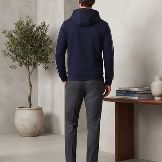 Lacoste Premium Lacivert Şerit Detaylı Kapüşonlu Sweatshirt