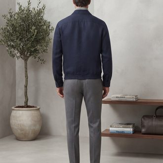 Brunello Cucinelli Premium Lacivert Keten-Yün Ceket