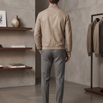 Zegna Premium Bej Yüksek Yaka Ceket