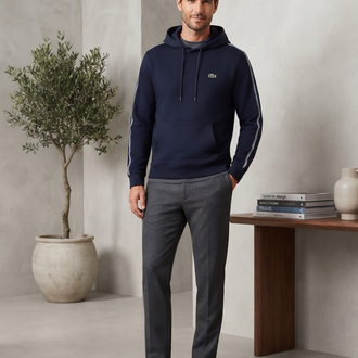 Lacoste Premium Lacivert Şerit Detaylı Kapüşonlu Sweatshirt