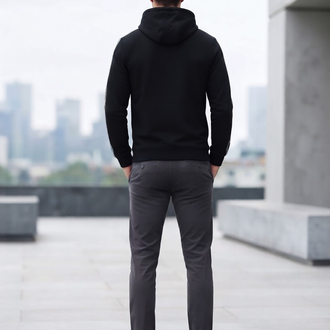Lacoste Kapüşonlu Kolları Şeritli Erkek Sweatshirt - Siyah