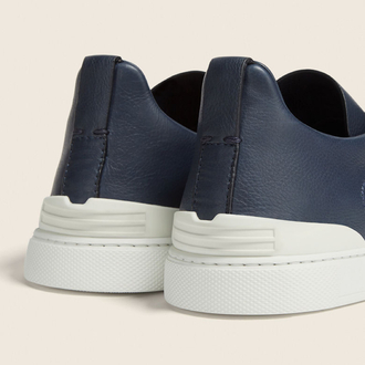 Zegna Lacivert Erkek Deri Sneaker