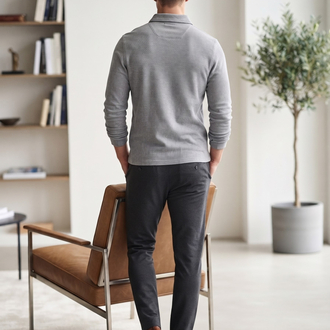 Gant Polo Yaka Dokulu Erkek Sweatshirt - Gri