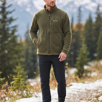 Columbia Tam Fermuarlı Polar Erkek Mont - Haki / Yeşil