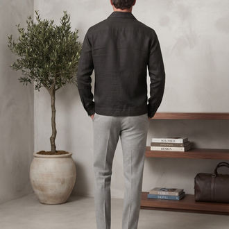 Zegna Premium Koyu Gri Cepli Düğmeli Ceket
