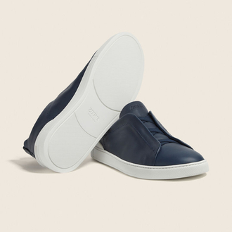 Zegna Lacivert Erkek Deri Sneaker