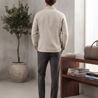 Brunello Cucinelli Premium Bej Keten Gömlek Ceket