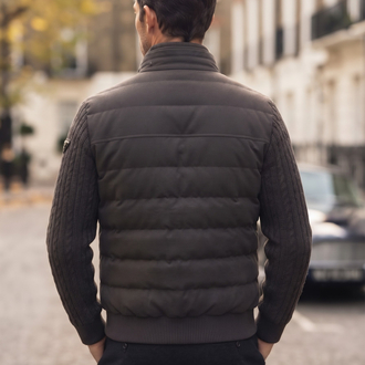 Prada Triko Kol Detaylı Lüks Puffer Bomber Mont / Ceket