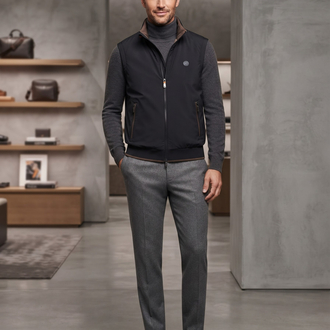 Zegna Premium Siyah Fermuarlı Cep Detaylı Şık Yelek