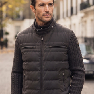 Prada Triko Kol Detaylı Lüks Puffer Bomber Mont / Ceket