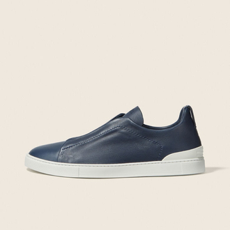 Zegna Lacivert Erkek Deri Sneaker