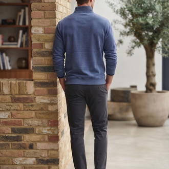Gant Fermuarlı Yaka Dokulu Erkek Sweatshirt - Mavi