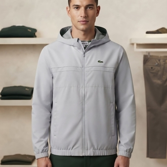 Lacoste Erkek Kapüşonlu Açık Gri Spor Mont / Rüzgarlık