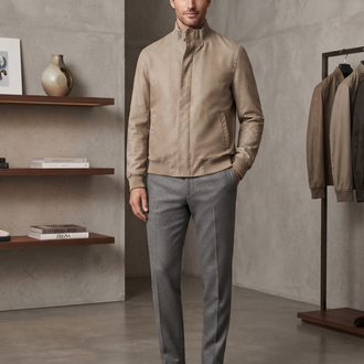 Zegna Premium Bej Yüksek Yaka Ceket