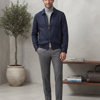 Brunello Cucinelli Premium Lacivert Keten-Yün Ceket
