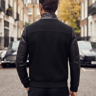 Tom Ford Siyah Deri Detaylı Bomber Ceket / Mont