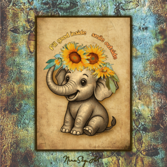 Feel Good Elephant — Vintage Kraft Premium Printable Art