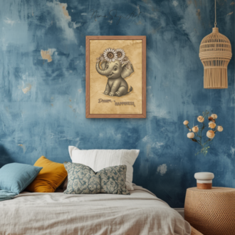 Dream Happiness Elephant — Vintage Kraft Premium Printable Art