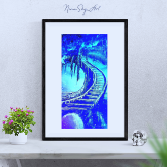 Stairway to Heaven & Blue Mysticism Panel 1 — Premium Long Vertical Art by SoulAnchor