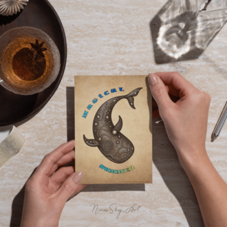 Vintage Magical Summer Cosmic Whale Craft Art | SoulAnchor