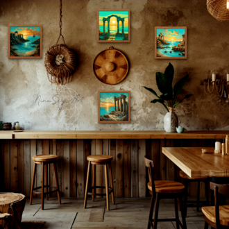 Ancient Mediterranean Sunset Gallery Set of 4 — Premium Printable Art