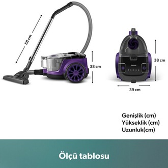 HOMEND (KARACA)  Dustroyer 1255H Yatay Süpürge Mor Siyah