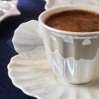 Karaca İstiridye Lüsterli 6 Kişilik Kahve Fincan Takımı 90 ml