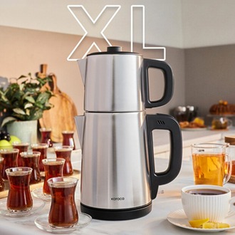 Karaca TeaBig XL 35 Çay Bardağı Kapasiteli 2 in 1 Çelik Çay Makinesi ve Su Isıtıcı Inox