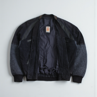 90s VOLS NOUS Süet Deri-Yün Bomber Ceket